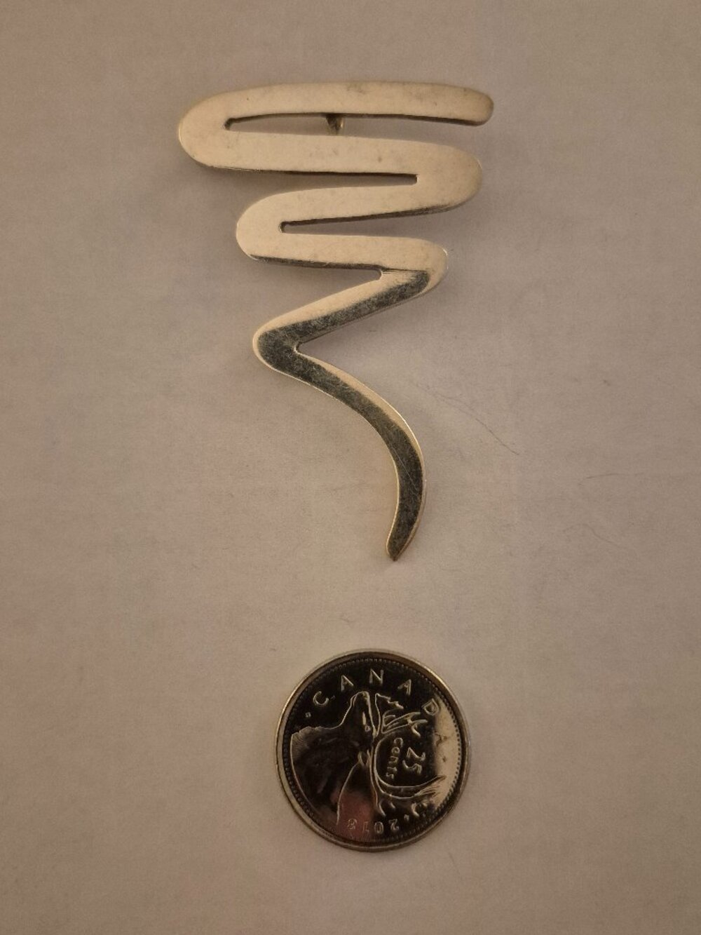 Vintage Taxco Mexico 925 Sterling Silver Modernist Squiggle Pendant Brooch TF-85